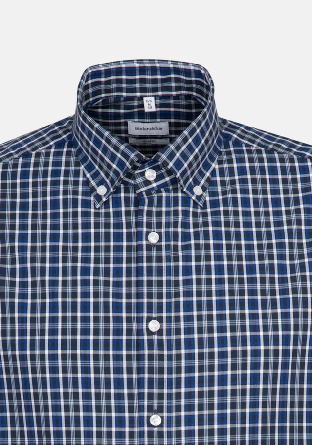 Non-iron Poplin Short sleeve Business Shirt in Shaped with Button-Down-Collar in Medium Blue |  Seidensticker Onlineshop