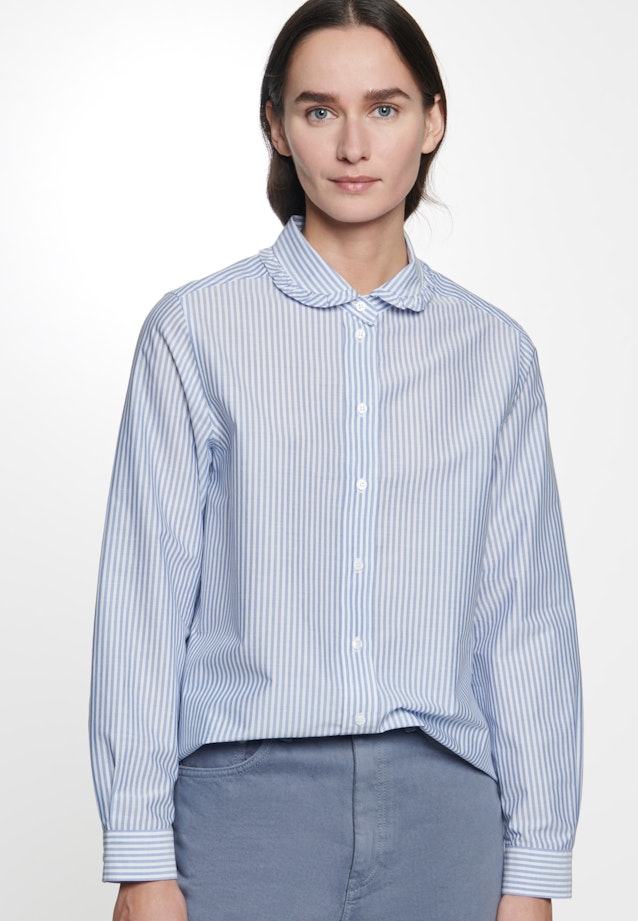 Regular fit Hemdbluse Streifen in Mittelblau |  Seidensticker Onlineshop