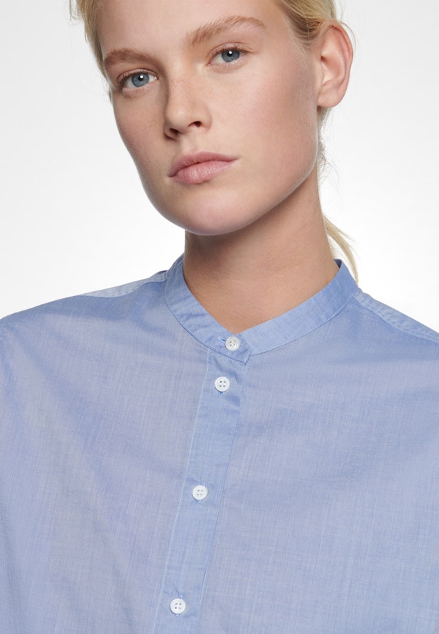 Regular fit Stehkragenbluse Uni in Hellblau |  Seidensticker Onlineshop