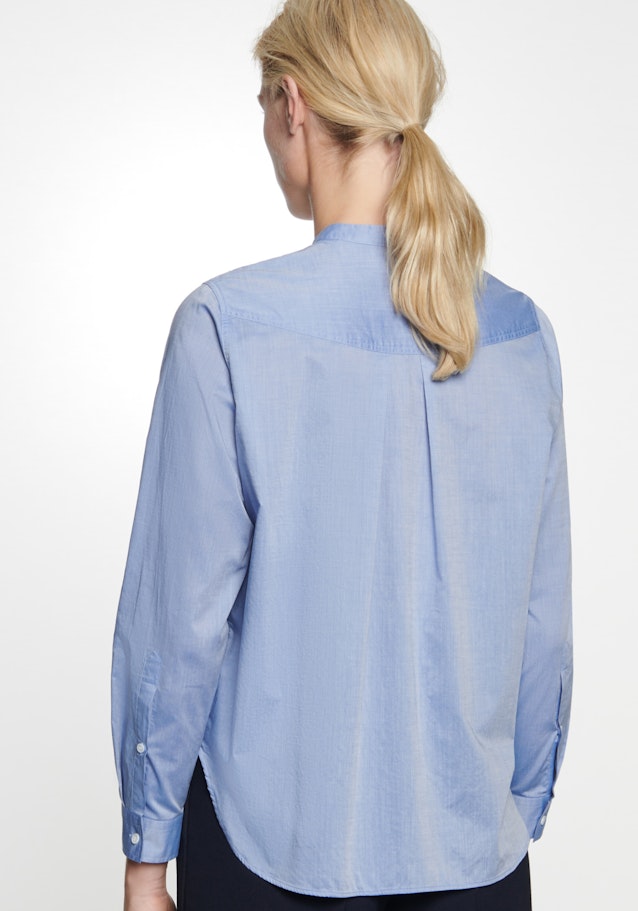 Regular fit Stehkragenbluse Uni in Hellblau | Seidensticker Onlineshop