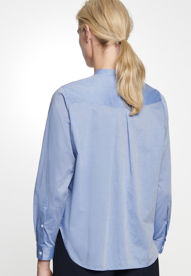 Regular fit Stehkragenbluse Uni in Hellblau |  Seidensticker Onlineshop