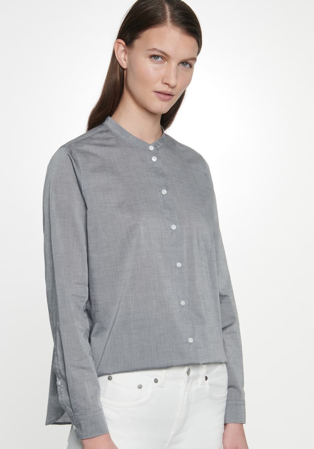 Chambray Stehkragenbluse in Grau | Seidensticker Onlineshop