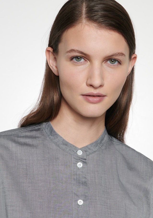 Chambray Stehkragenbluse in Grau | Seidensticker Onlineshop