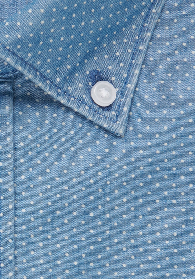 Chambray Business Hemd in Shaped mit Button-Down-Kragen in Mittelblau |  Seidensticker Onlineshop