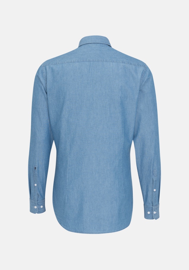 Chambray Business Hemd in Shaped mit Button-Down-Kragen in Mittelblau |  Seidensticker Onlineshop