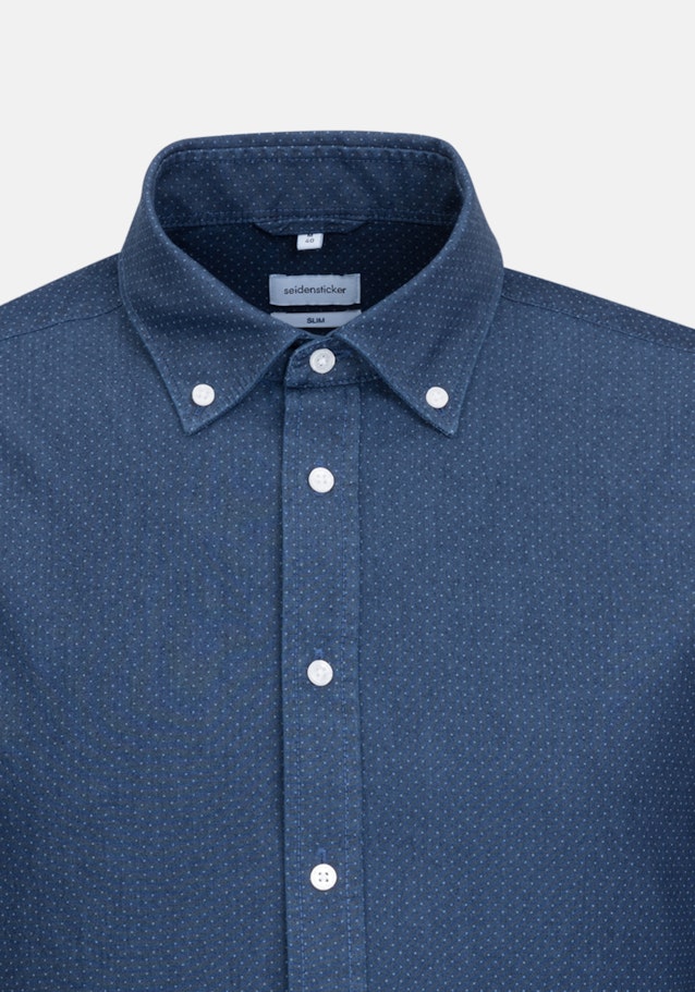 Chambray Business Hemd in Slim mit Button-Down-Kragen in Dunkelblau |  Seidensticker Onlineshop