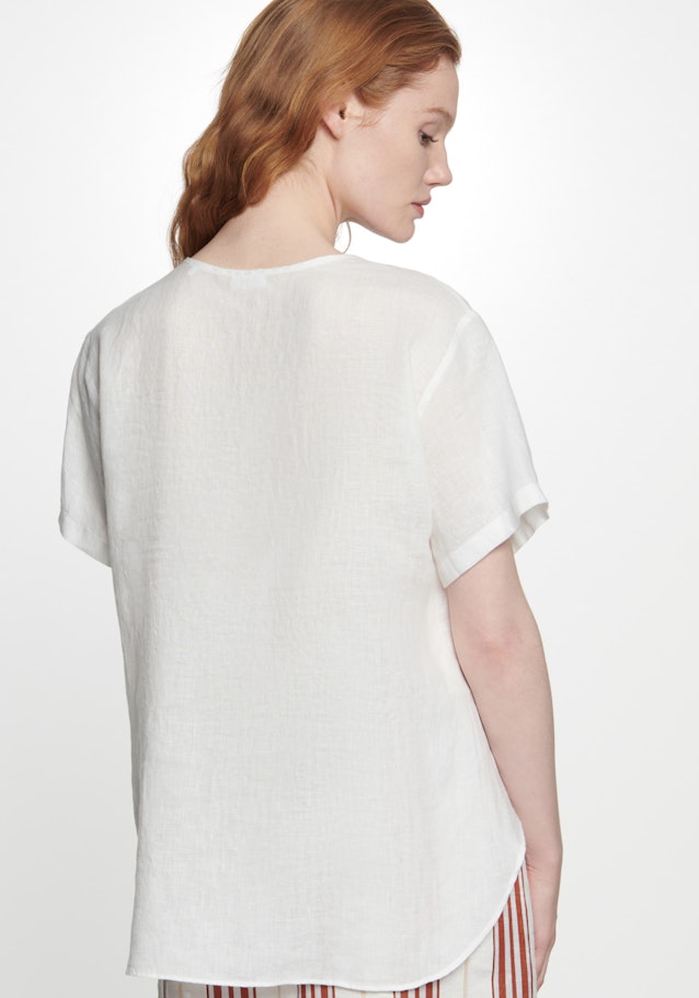 Short sleeve Linen Shirt Blouse in Ecru |  Seidensticker Onlineshop