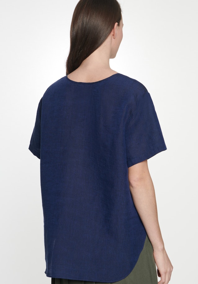 Short sleeve Linen Shirt Blouse in Dark Blue |  Seidensticker Onlineshop