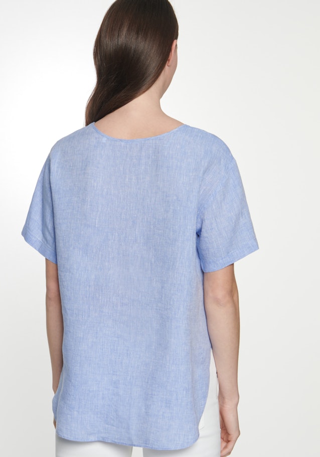 Short sleeve Linen Shirt Blouse in Medium Blue |  Seidensticker Onlineshop