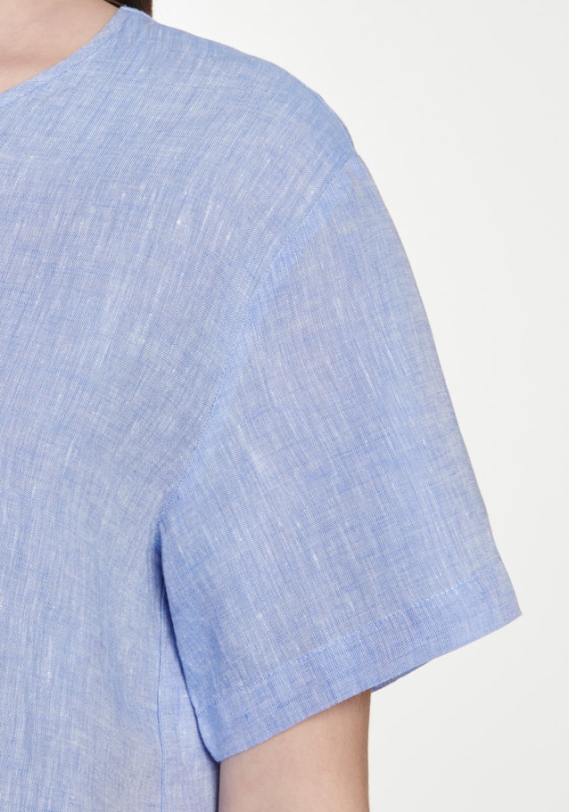 Korte mouwen Linnen Shirtblouse in Middelmatig Blauw |  Seidensticker Onlineshop
