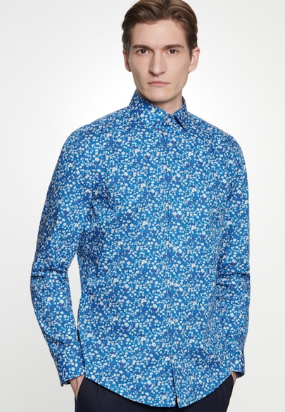 Shaped Business Hemd Floral in Türkis/Petrol |  Seidensticker Onlineshop