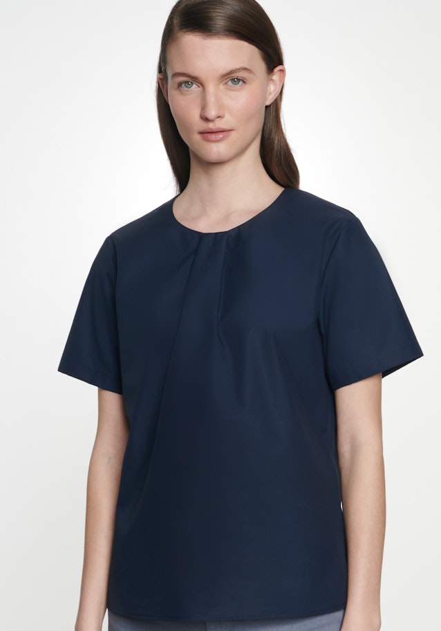 Kurzarm Popeline Shirtbluse in Dunkelblau |  Seidensticker Onlineshop