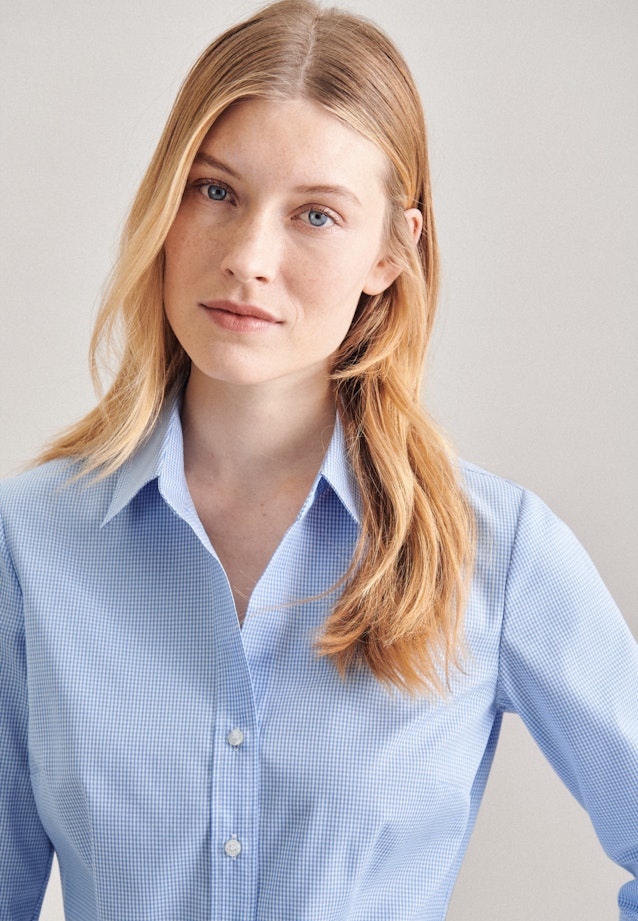 Non-iron Poplin Shirt Blouse in Medium Blue |  Seidensticker Onlineshop