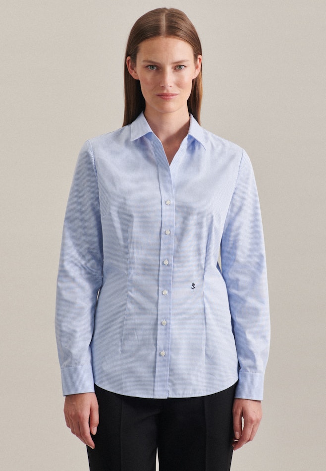 Non-iron Poplin Shirt Blouse in Medium Blue | Seidensticker online shop