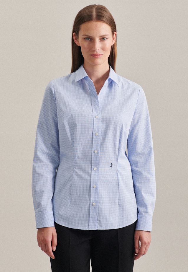 Non-iron Poplin Shirt Blouse in Medium Blue |  Seidensticker Onlineshop