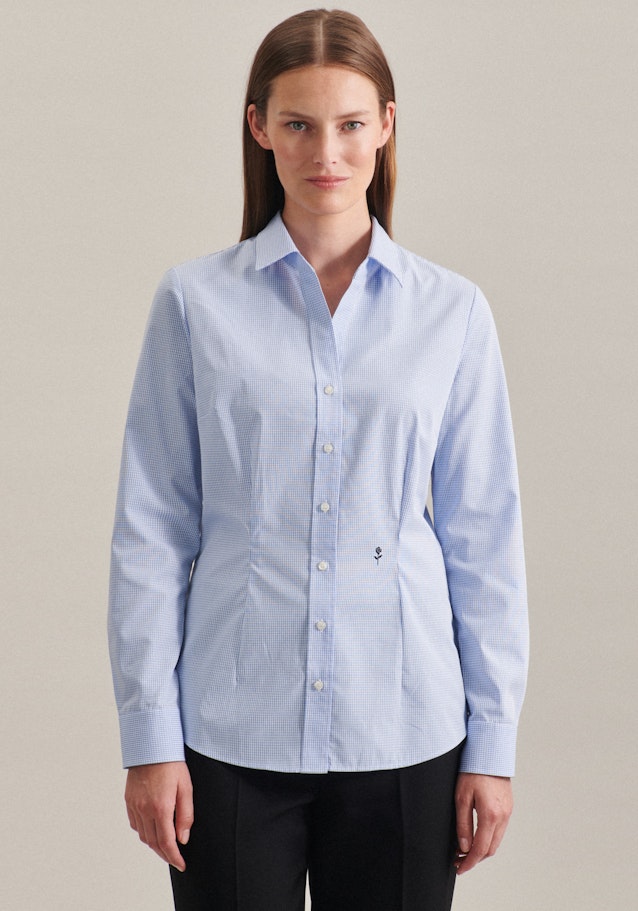 Non-iron Poplin Shirt Blouse in Medium Blue | Seidensticker Onlineshop