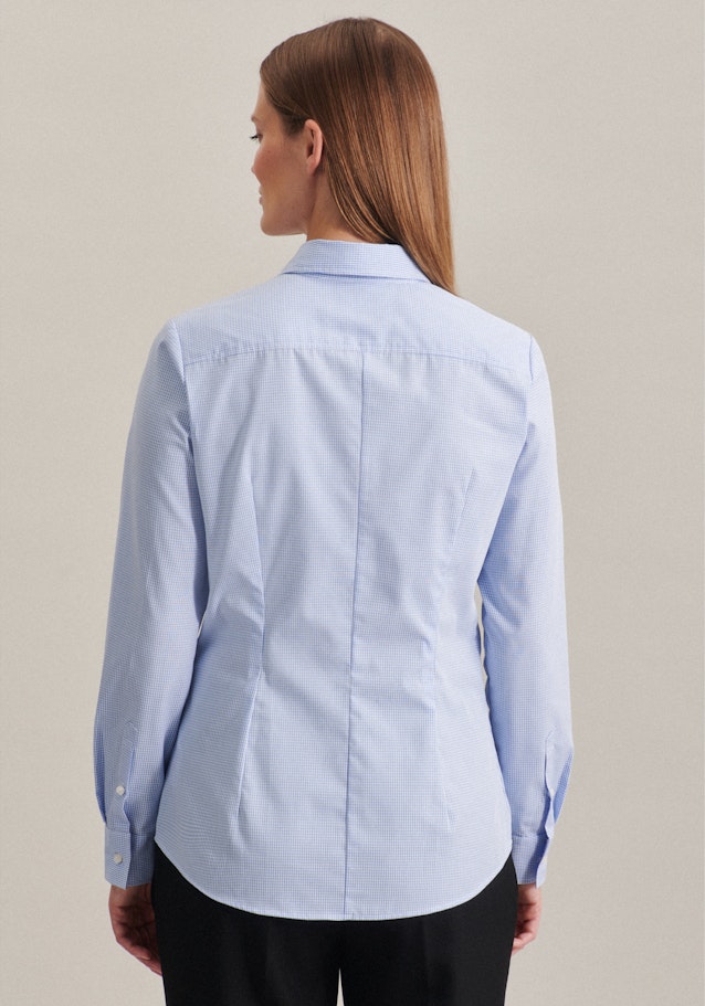 Non-iron Popeline Shirtblouse in Middelmatig Blauw | Seidensticker Onlineshop