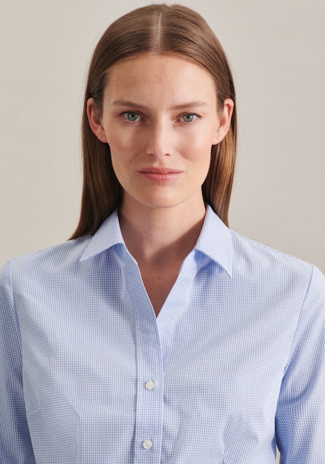 Non-iron Popeline Shirtblouse in Middelmatig Blauw |  Seidensticker Onlineshop