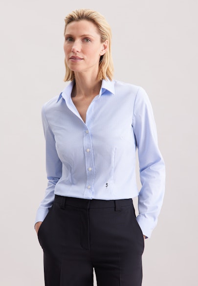 Slim Fit Shirt Blouse with Darts in Medium Blue |  Seidensticker Onlineshop