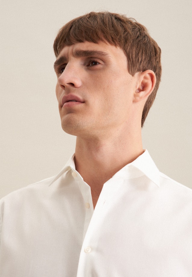 Non-iron Poplin Business Shirt in Slim with Kent-Collar in Ecru |  Seidensticker Onlineshop