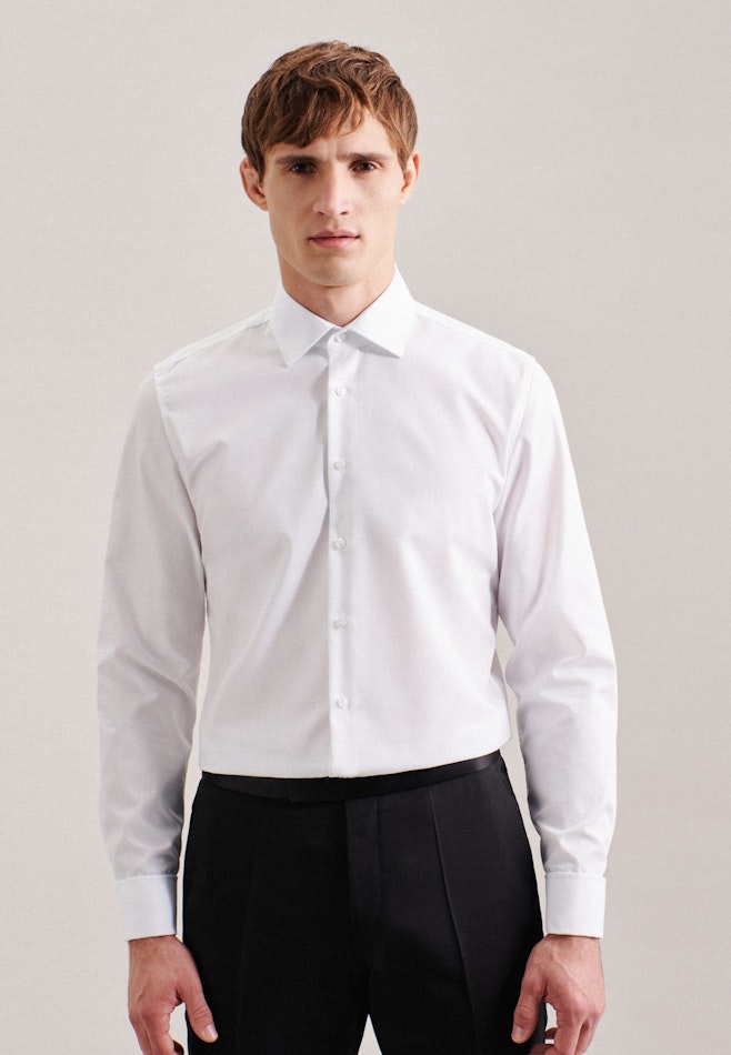 Non-iron Poplin Business Shirt in Slim with Kent-Collar in White | Seidensticker online shop