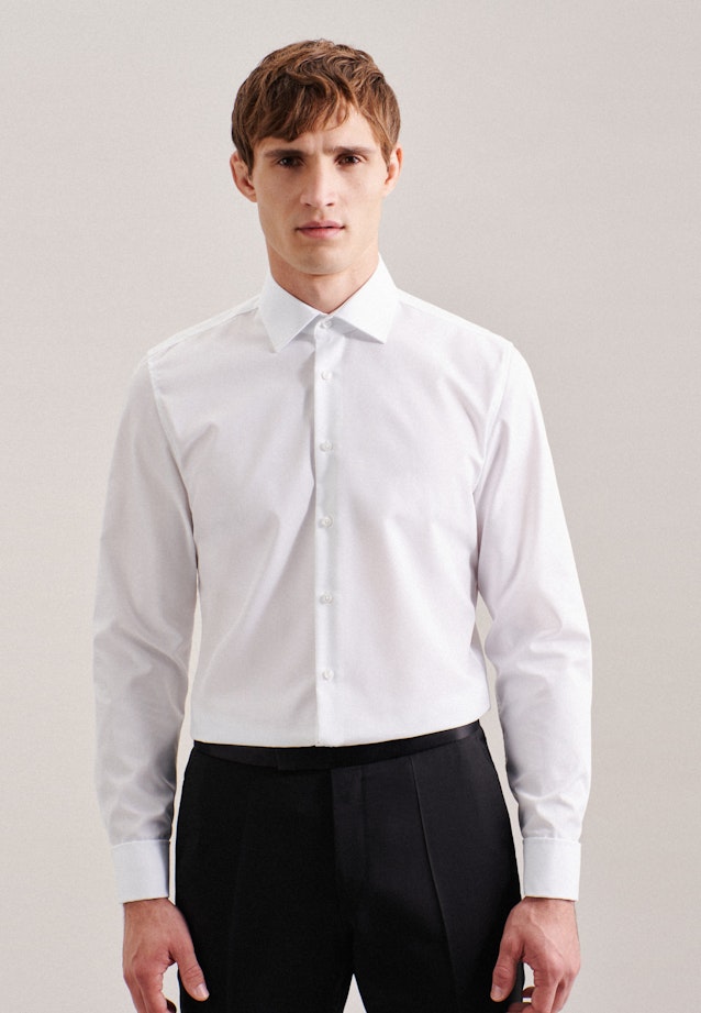 Chemise Business Slim Popeline Col Kent in Blanc |  Seidensticker Onlineshop