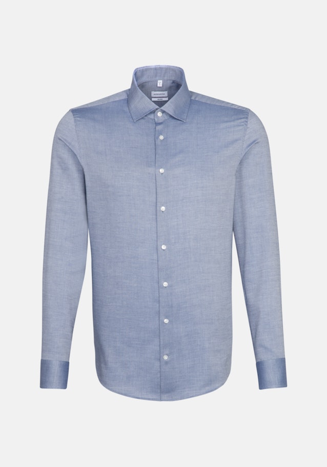 Easy-iron Structure Business Shirt in Shaped with Kent-Collar and extra long sleeve in Medium Blue |  Seidensticker Onlineshop