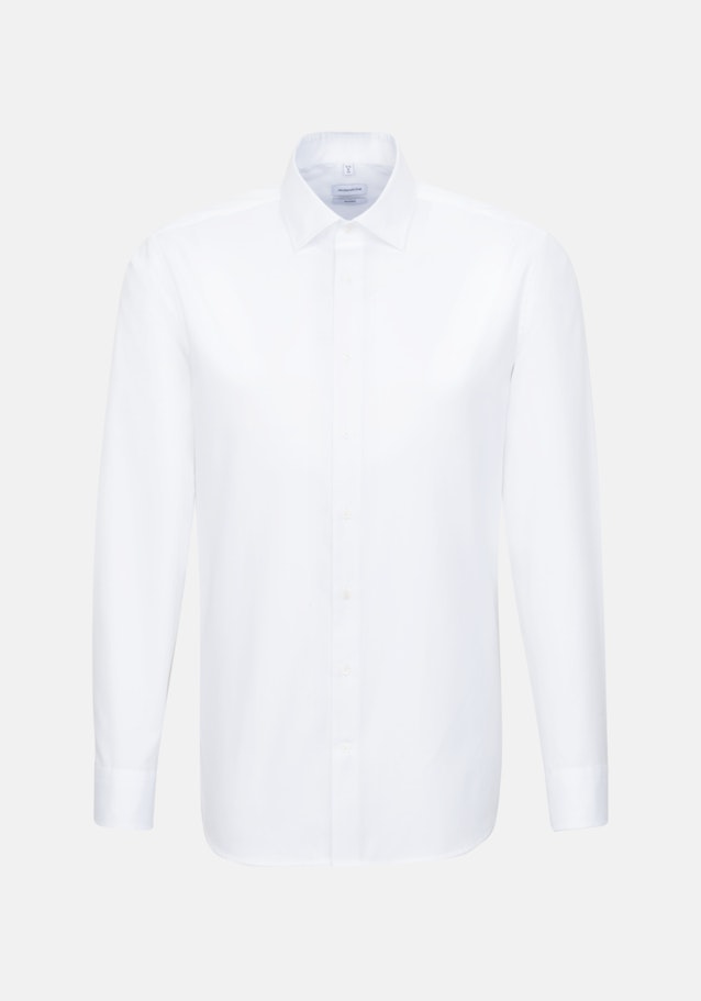 Bügelleichtes Satin Business Hemd in Shaped mit Kentkragen in Weiß |  Seidensticker Onlineshop