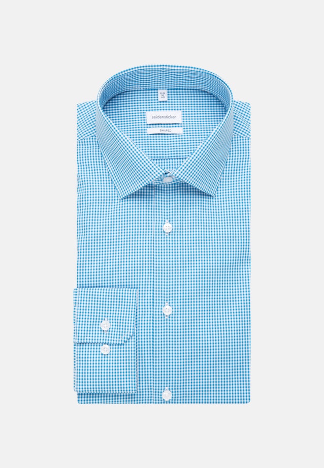 Non-iron Poplin Business Shirt in Shaped with Kent-Collar and extra long sleeve in Turquoise |  Seidensticker Onlineshop