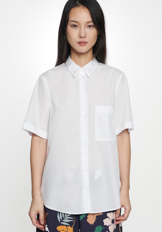 Short sleeve Poplin Shirt Blouse in White |  Seidensticker Onlineshop