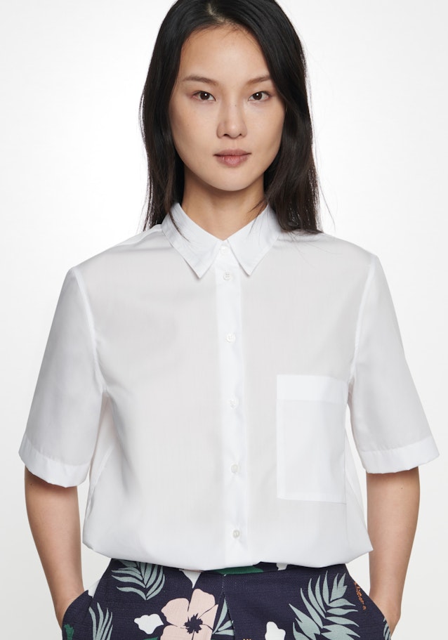 Regular fit Hemdbluse Uni in Weiß | Seidensticker Onlineshop