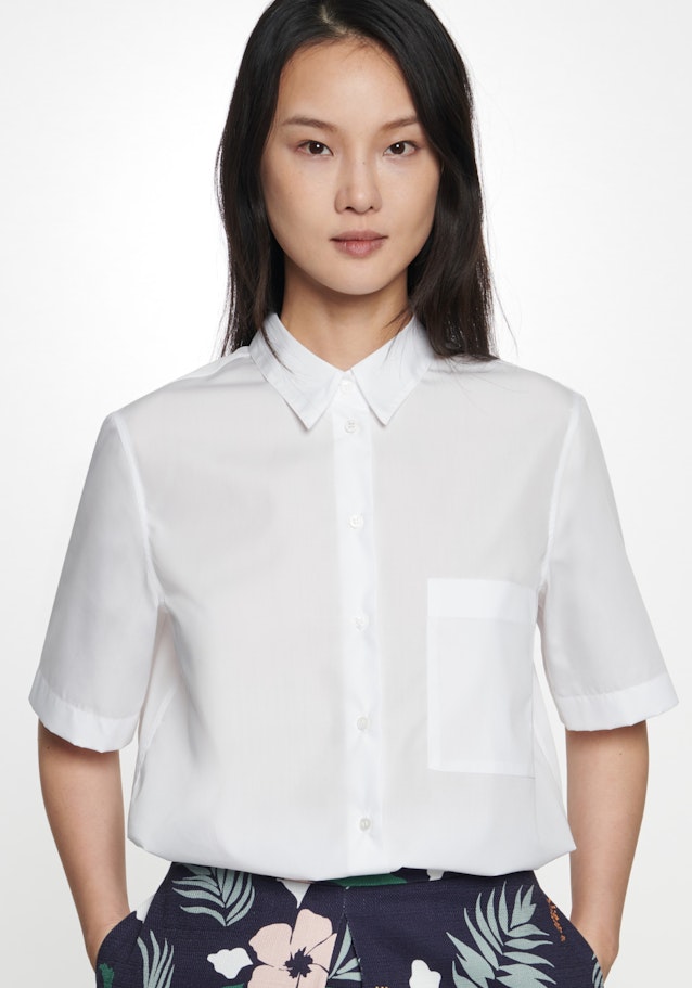 Short sleeve Poplin Shirt Blouse in White |  Seidensticker Onlineshop