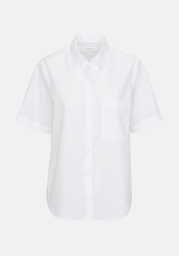 Short sleeve Poplin Shirt Blouse in White |  Seidensticker Onlineshop