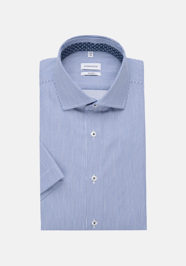 Bügelleichtes Twill Kurzarm Business Hemd in Shaped mit Kentkragen in Mittelblau | Seidensticker Onlineshop