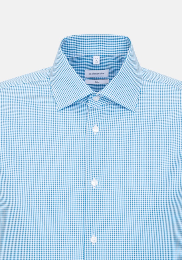 Non-iron Poplin Business Shirt in Slim with Kent-Collar and extra long sleeve in Turquoise |  Seidensticker Onlineshop