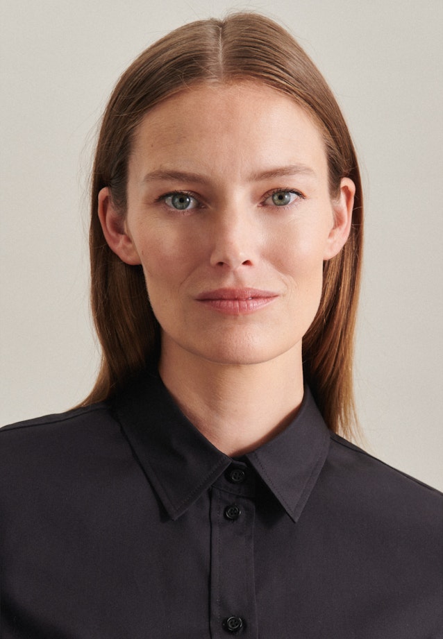 Non-iron Poplin Shirt Blouse in Black |  Seidensticker Onlineshop