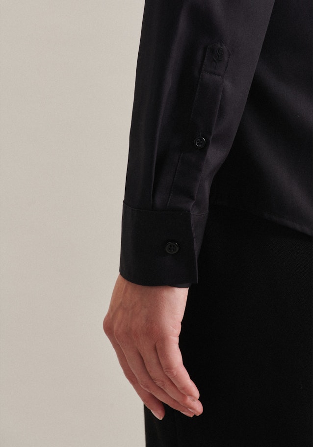 Non-iron Poplin Shirt Blouse in Black |  Seidensticker Onlineshop