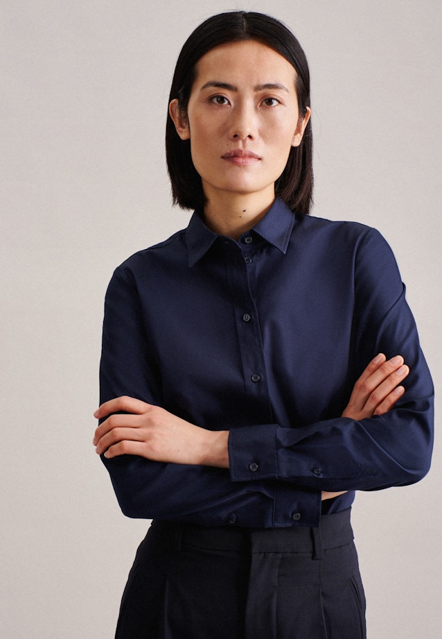 Shirt blouse Uni in Dark Blue |  Seidensticker Onlineshop