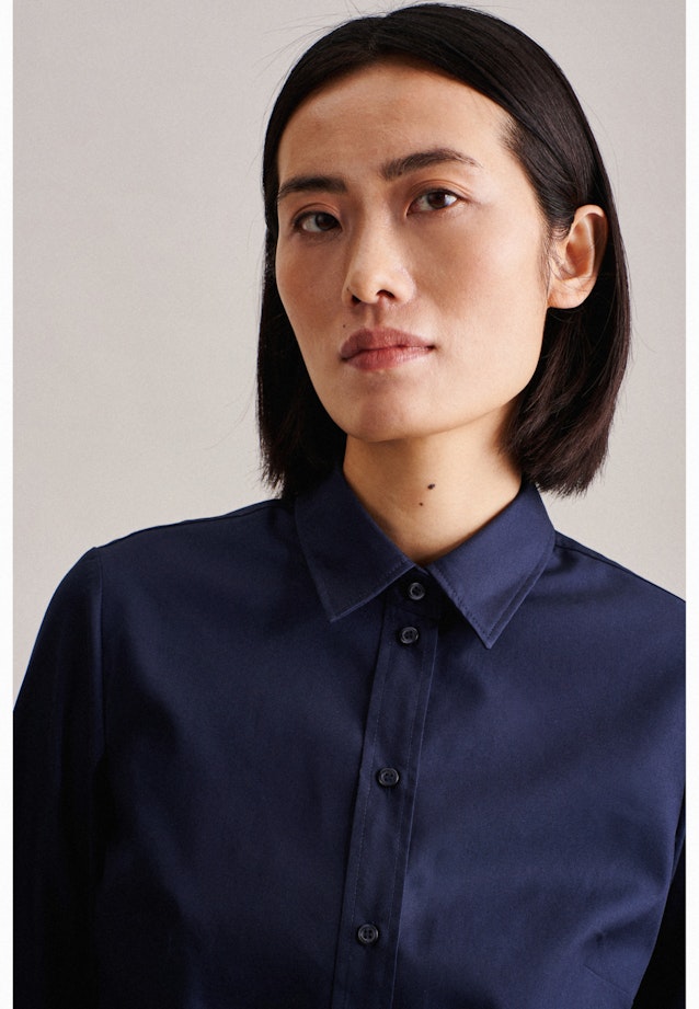 Non-iron Poplin Shirt Blouse in Dark Blue |  Seidensticker Onlineshop