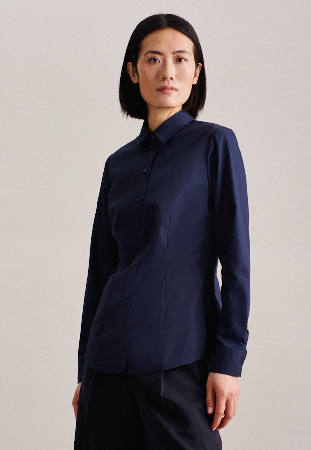 Shirt blouse Uni in Dark Blue |  Seidensticker Onlineshop