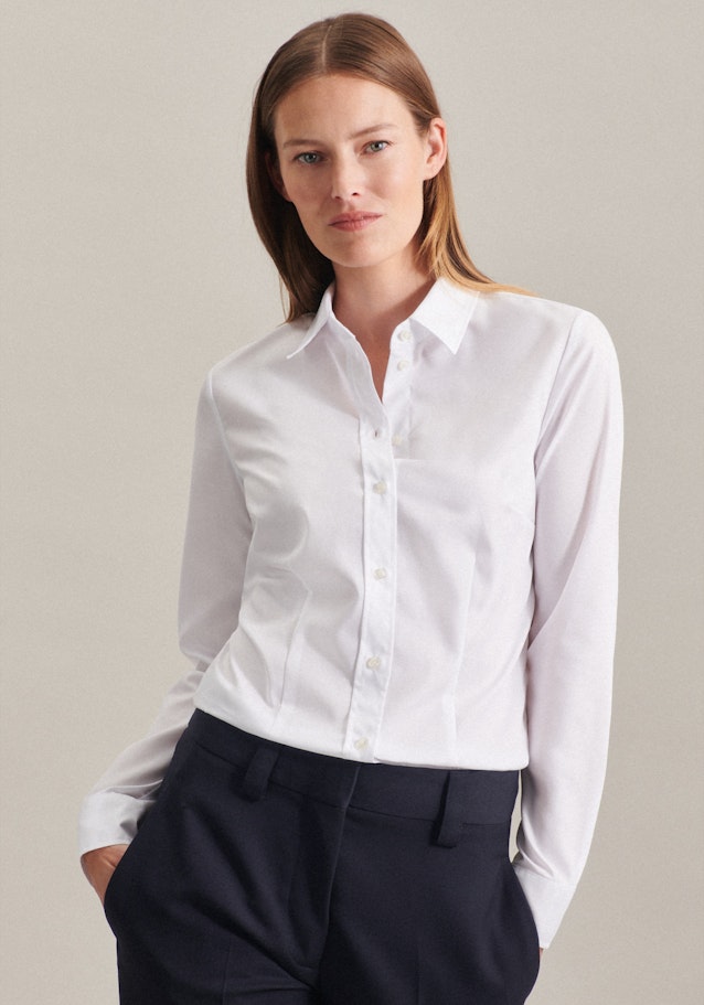 Non-iron Popeline Shirtblouse in Wit |  Seidensticker Onlineshop