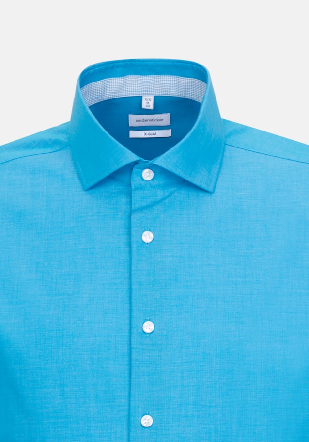 Non-iron Fil a fil Business overhemd in X-Slim with Kentkraag in Turquoise/Petrol |  Seidensticker Onlineshop