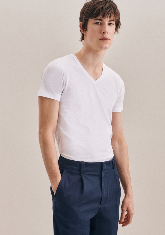 T-Shirt Slim Fit Manche Courte in Blanc | Seidensticker Onlineshop