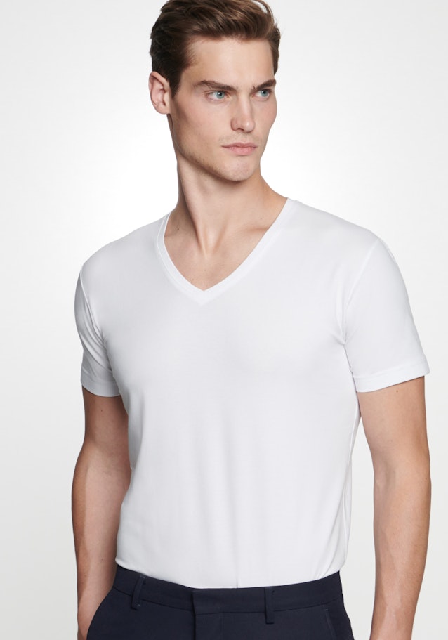 V-Neck T-Shirt Slim fit in Weiß |  Seidensticker Onlineshop