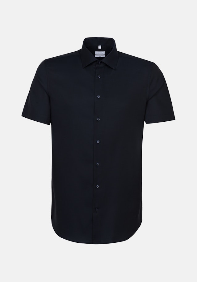 Non-iron Structure Short sleeve Business Shirt in Slim with Kent-Collar in Dark Blue |  Seidensticker Onlineshop
