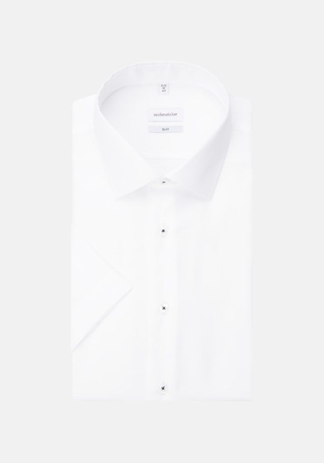 Non-iron Struktur Korte mouwen Business overhemd in Slim with Kentkraag in Wit |  Seidensticker Onlineshop