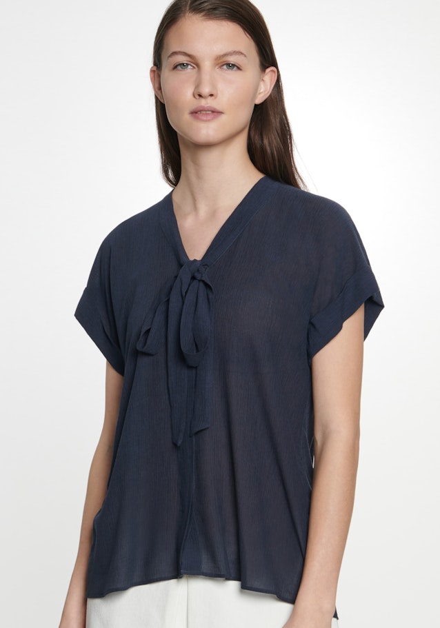Blouse Lavallière Uni in Bleu Foncé | Seidensticker Onlineshop