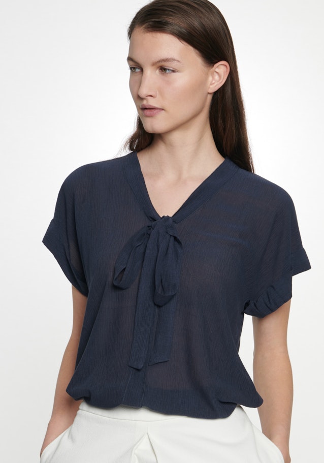 Blouse Lavallière Uni in Bleu Foncé | Seidensticker Onlineshop