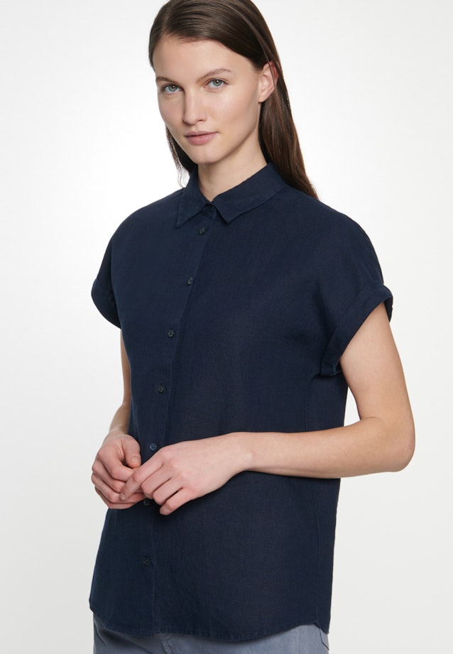 Regular fit Hemdbluse Uni in Dunkelblau |  Seidensticker Onlineshop