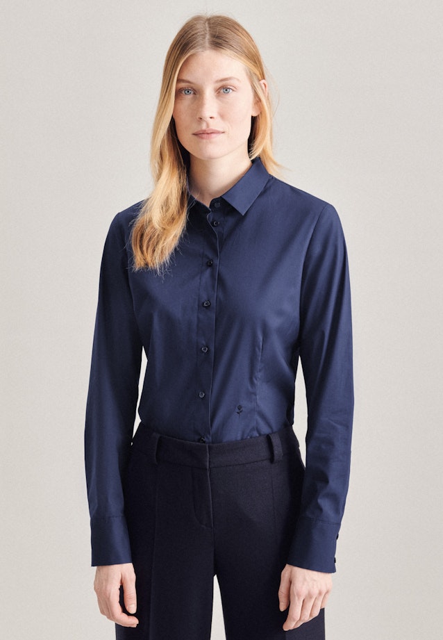 Long sleeve Poplin Body Blouse in Dark Blue |  Seidensticker Onlineshop